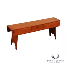 Antique Primitive Pine Bucket Bench