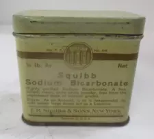 Vintage 1 Pound Squibb Sodium Bicarbonate Tin