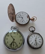 Lot of 3 vintage/antique pocket watches for parts