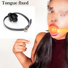 Silicone Open Mouth Gag Tongue Fix Fetish Dilator Ball Oral for Couple with Lock