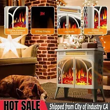 23.5'' Beige Electric Fireplace Stove Heater 3D Flame Effect from CA 91745