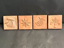 OLD VINTAGE TRIBE MADE FLOWER AND FRUIT PATTERN SQUARE SHAPE TERRACOTTA TILES