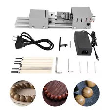 100W Mini Lathe Beads Polisher Machine for Wood Woodworking Rotary DIY Tool Set