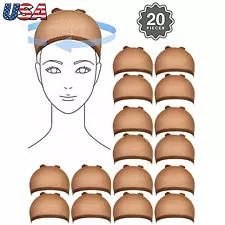 Stocking Wig Caps Light Brown Stretchy Wig Cap for Women Lace Front Wig 20Pcs