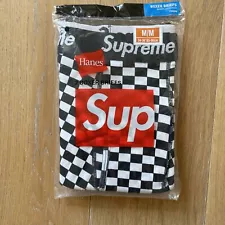 Supreme Hanes Boxers Checkered Size M Briefs Logo New Authentic SS18