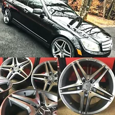 18 INCH MERCEDES GUNMETAL WHEELS RIMS SET4 NEW 18/8.5 FITS C250 C300 C350 C AMG