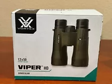 Vortex Viper HD 12x50mm Roof Prism Binoculars, Matte, Green, Full-Size, V203