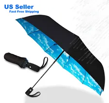 Large Umbrella Automatic Open Close 3 Folding Golf Umbrellas Windproof Anti-UV