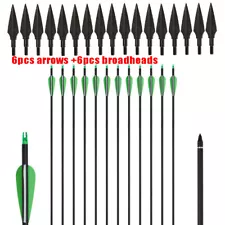 31 inch Archery Carbon Arrows + Replacement Arrowheads for Recurve /Compound Bow