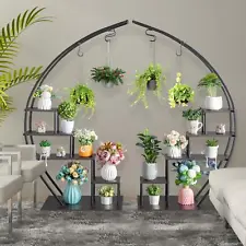 5 Tier Metal Half-Moon-Shaped Multi-Purpose Plant Stands for Home Decor Rack