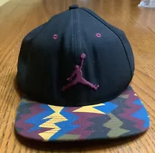 Air Jordan Snapback Hat Jumpman logo 7 “Nothing But Net” Black Cap Men's VINTAGE