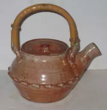 Warren Mackenzie Vintage Pottery Shino Glaze Teapot With Raised Middle Design