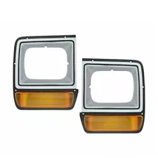 Parking Turn Signals Lights w/ Headlight Bezel Trim Pair Set for Dodge D/W Truck (For: Dodge D100)