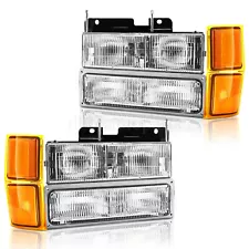 Headlights For 1994-1998 Chevy Silverado OBS C/K 1500 2500 3500 w/ Bumper Lamps