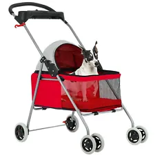 Pet Stroller 4 Wheels Posh Folding Waterproof Portable Travel Cat Dog Stroller