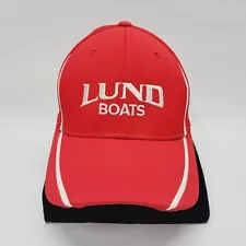 Lund Boats Embroidered Flexfit S/M Hat Red Nylon Blend Outdoor Sport Tek Cap