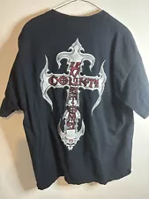 Vintage Counts Kustoms T-shirt Las Vegas Black Graphic Print Biker Skull Cross L