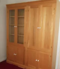 Pair of Solid Wood Storage Cabinets Glass Front