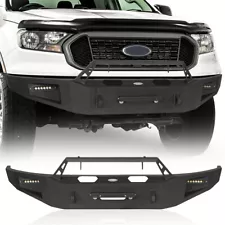 Fit 2019-2023 Ford Ranger Front Steel Bumper w/ Winch Plate & 2x 18w LED Lights (For: 2020 Ranger)