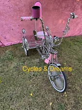 20" Custom Lowrider Trike All Chrome , Twisted Parts W/ Baby Pink Upholstrey!