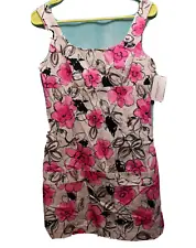 NEW⚜Woman's Printed back zip sleeveless Dress by View size 8~black/pink/white
