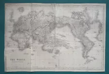 1883 WORLD MAP - 19.5 x 13" (50 x 33 cm)