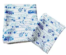 Wal-Mart Mainstays White Blue Construction Vehicle Full Flat Sheet + Pillowcases