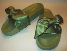 Fenty Puma Marshmallow by Rihanna Womens 8.5 Olive Satin Bow Comfort Slides