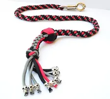 550 Paracord Motorcycle Whip Get Back whip 1" Ball & Skulls 36" - Gray Black Red