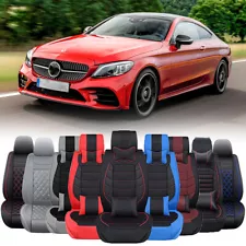 Deluxe PU Leather Car Seat Covers 2/5-Seat Cushion For Mercedes Benz C-Class AMG