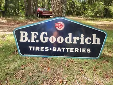 HUGE VINTAGE 1950s B.F. GOODRICH TIRES METAL GAS STATION SIGN. 5 FEET WIDE