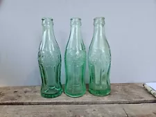 Coke Coca-Cola (3) 6.5 Oz Bottles, Embossed, Vintage 1920s-1950s