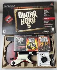 New ListingPS2 Guitar Hero 5 Bundle w/ Box 3 Games Legends of Rock World Tour Dongle Lot