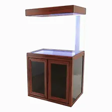 Aquarium 50 Gallon Tempered Glass with LED Light Complete Fish Tank Red Wood