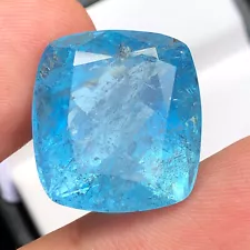 Natural 29.20 Carat Cushion Cut Blue Aquamarine Loose Gemstone From Pakistan