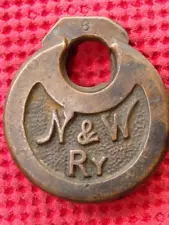 Rare Norfolk & Western Railway Cast Brass Padlock Old N&W Railroad Lock No Key