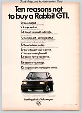 Ten Reasons To Buy A Volkswagen Rabbit GTI Promo Vintage 1983 Full Page Print Ad