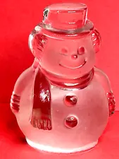 Viking Glass Christmas Snowman Figurine Bookend Paperweight 5-5/8" With Sticker