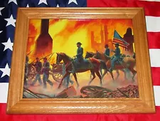 Framed Civil War Print, Mort Kunstler, GENERAL SHERMAN, Burning of Atlanta