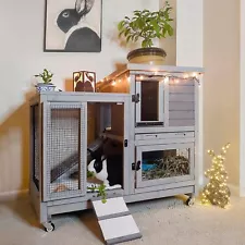 Aivituvin Upgrade Rabbit Cage Indoor Ourdoor Bunny Hutch with Run with Trays