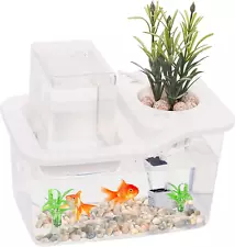 Mini Indoor Aquaponics Growing System Fish Tank -Table Top Ecosystem Kit for Aqu