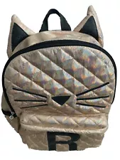 Justice Initial “R” Gold Quilted Cat Backpack