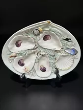 Antique Union Porcelain Works (UPW) Oyster Plate with Applied Nautical Creatures