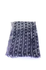 Alexander McQueen Womens Cotton Voile Skull Stripe Fringe Hem Scarf Navy 66"