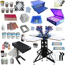 TECHTONGDA® 4 Color 4 Station Screen Printing Machine Kit w/Full Equipment