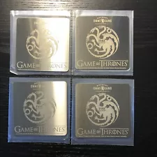 Game of Thrones/Brewery Ommegang - Set Of 4 Metal Coasters - Fire & Blood - NEW