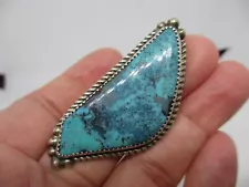 HUGE GORGEOUS VINTAGE NAVAJO STERLING & DEADLY TURQUOISE RING-SZ 9-A BEAUTY! NR!