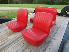 1969 69 International Scout 800A Red Front & Rear Seats ~ 3 Pc Set