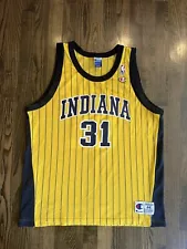 Vintage REGGIE MILLER #31 Indiana Pacers Pinstripe Champion Jersey Size 44 Large