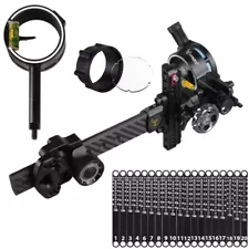 Compound Bow Sight 1 Pin 4X 6X 8X Lens Carbon 0.019" Archery Adjustable Hunting